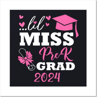 Kids Little Miss Pre K Grad 2024 Preschool Pre k Graduation Posters and Art